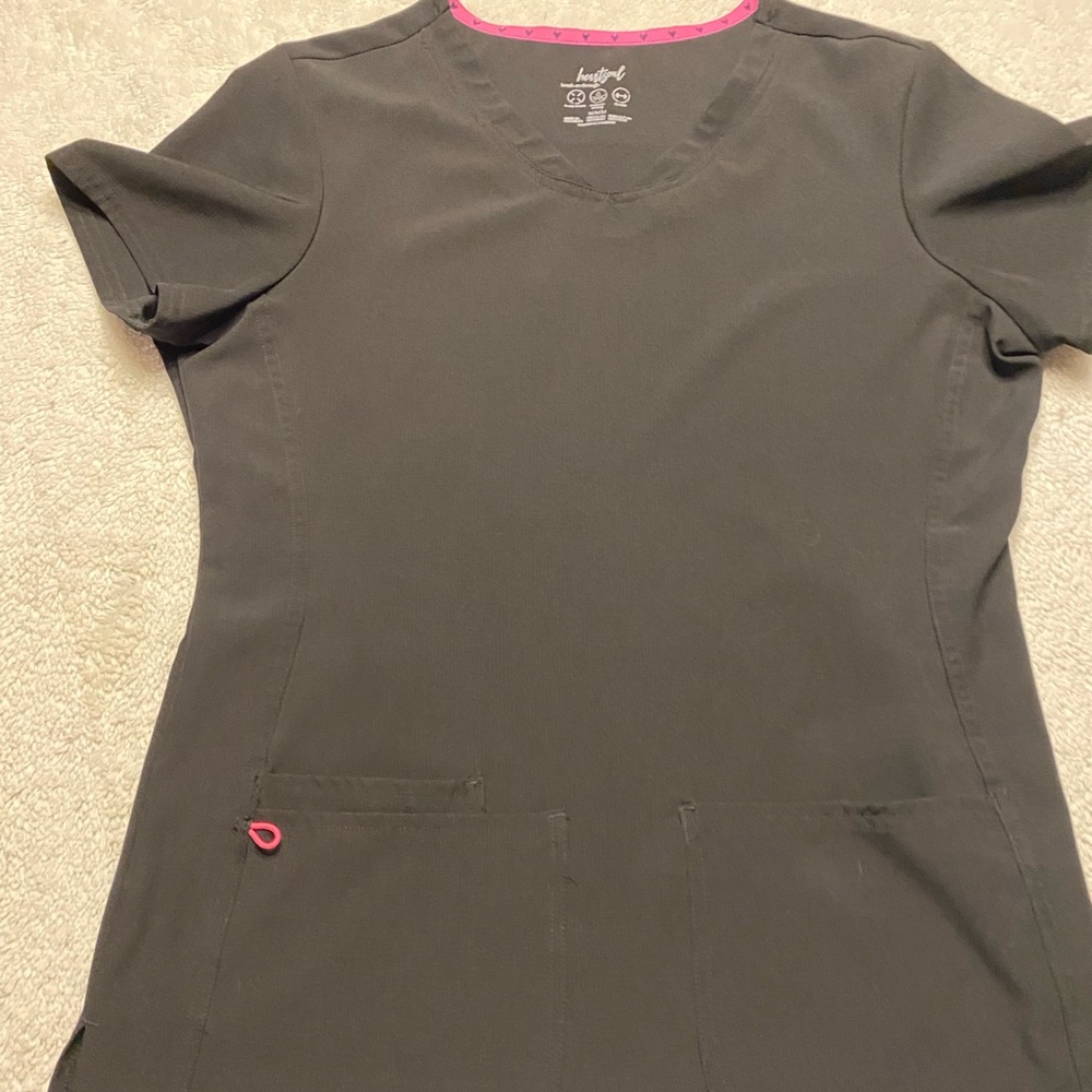 2 Heart and Soul black scrub tops. Both tops size medium